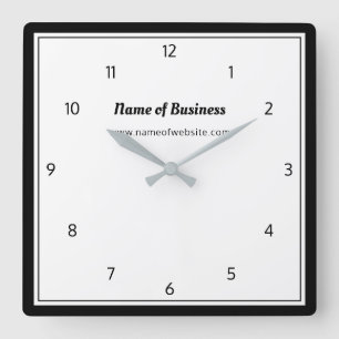 Reloj Cuadrado Moderno negro y blanco simple con números