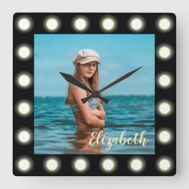 Reloj Cuadrado Moderno y exclusivo marco de fotos en cuadrado neg