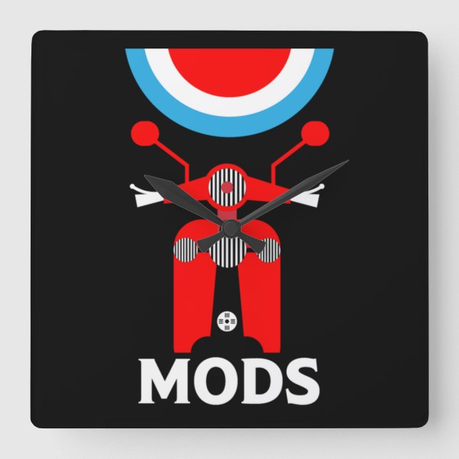 Reloj Cuadrado Mods - Mods And Rockers - Música Británica (Anverso)
