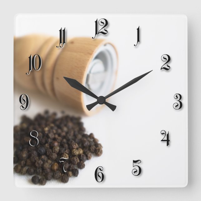 Reloj Cuadrado Molino de pimienta (Anverso)