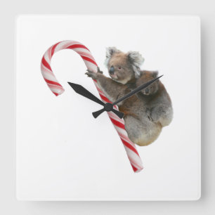 Reloj Cuadrado Momia y navidad del bastón de caramelo de la koala