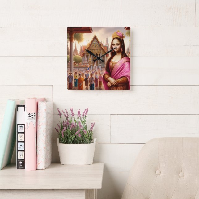 Reloj Cuadrado Mona está frente al templo tailandés (Sala de lectura)