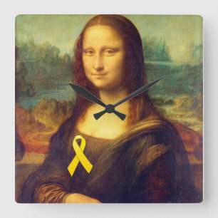 Reloj Cuadrado Mona Lisa Con Cinta Amarilla