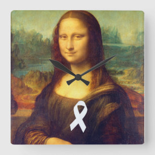 Reloj Cuadrado Mona Lisa Con Cinta Blanca