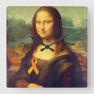 Reloj Cuadrado Mona Lisa Con Cinta Naranja