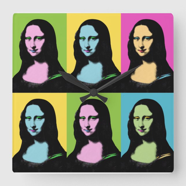 Reloj Cuadrado Mona Lisa - Estilo de arte pop  (Anverso)