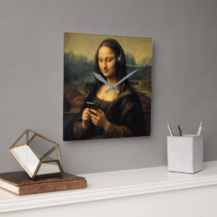 Reloj Cuadrado Mona Lisa moderna con teléfono inteligente