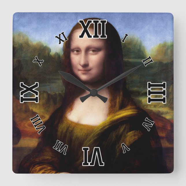 Reloj Cuadrado Mona Lisa (Retrato de Lisa Gherardini) (Anverso)