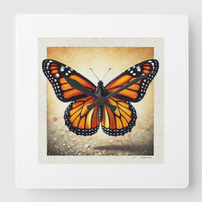 Reloj Cuadrado Monarch butterfly 231024IREF220 - Watercolor (Anverso)