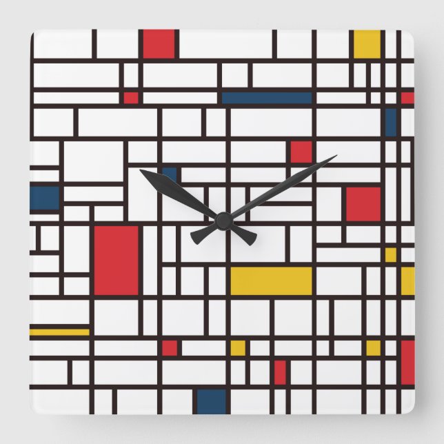 Reloj Cuadrado Mondrian De Stijl (Anverso)