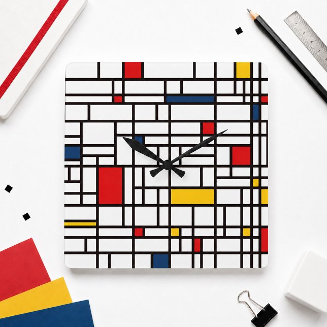 Reloj Cuadrado Mondrian De Stijl (Subido por el creador)