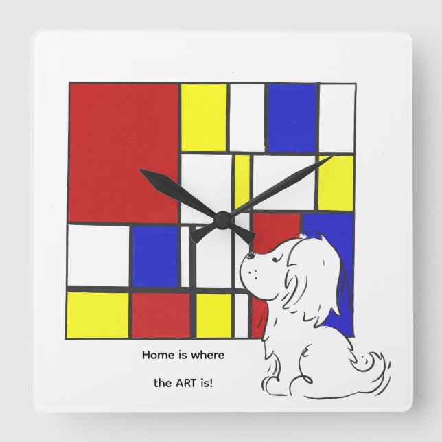 Reloj Cuadrado Mondrian Inspired Chamomile (Anverso)