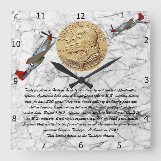 RELOJ CUADRADO MONEDA DE AIRMEN DE TUSKEGEE (Anverso)