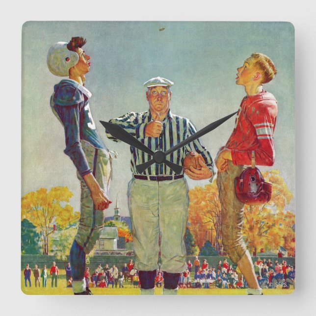 Reloj Cuadrado Monedas tiradas por Norman Rockwell (Anverso)