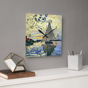 Reloj Cuadrado Monet - Barco de vela en le Petit Gennevilliers