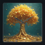 Reloj Cuadrado Money tree wall clock<br><div class="desc">Money tree wall clock good luck</div>