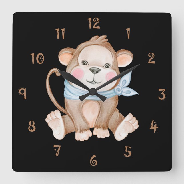 Reloj Cuadrado Monkey Mike Wall Clock (Anverso)
