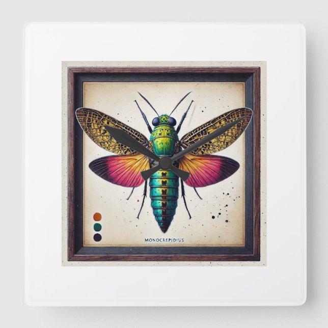 Reloj Cuadrado Monocrepidius beetle 220824IREF234 - Watercolor (Anverso)