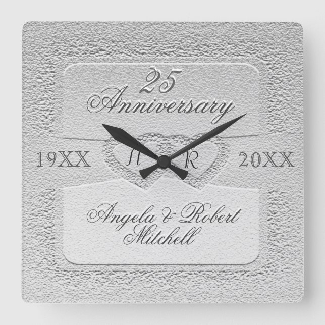 Reloj Cuadrado Monograma del 25° aniversario (Anverso)