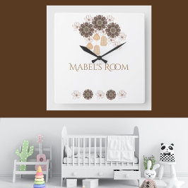 Reloj Cuadrado Monograma del Boho Floral Chica