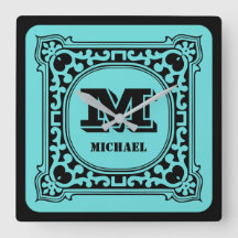 Monograma del nombre del alfabeto decorativo verde