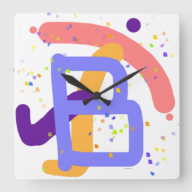 RELOJ CUADRADO MONOGRAMA INICIAL B (Anverso)