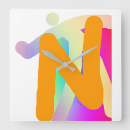 RELOJ CUADRADO MONOGRAMA INICIAL DE FREEHAND N