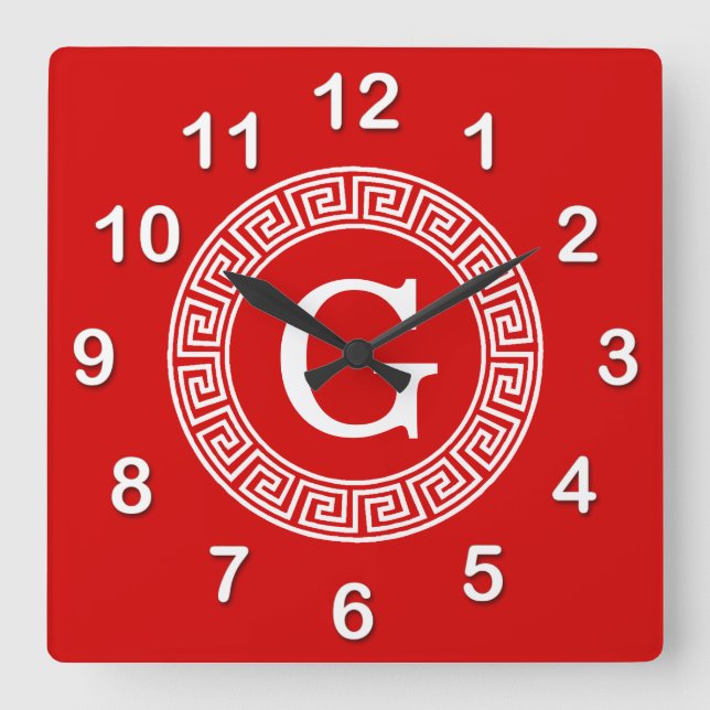 Reloj Cuadrado Monograma inicial de marco de recambio de la llave (Anverso)