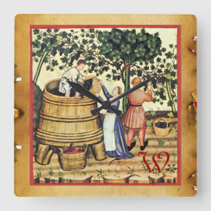 RELOJ CUADRADO MONOGRAMA MEDIEVAL DE PARCHE DE COSECHA DE VINEYAR