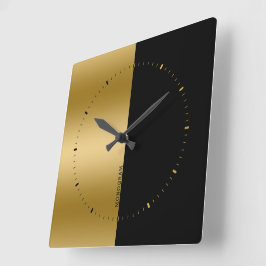 Reloj Cuadrado Monograma negro y dorado de pantalla dividida