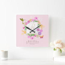 Monograma rosa del jardín floral