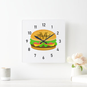 Reloj Cuadrado Monograma y números de Guay y deliciosa hamburgues