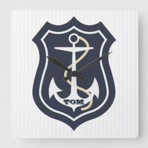Reloj Cuadrado Monogrammed Anchor And Rope