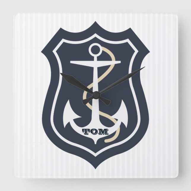 Reloj Cuadrado Monogrammed Anchor And Rope (Anverso)