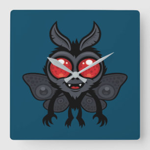 Reloj Cuadrado Monstruo de Mothman Críptido Lindo y Espeluznante