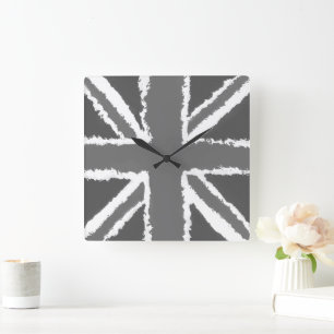 Reloj Cuadrado Montada la pared de tonos grises de arte de Union 