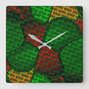 Reloj Cuadrado Montaje de imágenes abstractas con rojo, verde, am