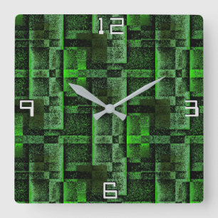 Reloj Cuadrado Montaje digital de mármol de granito simulado verd