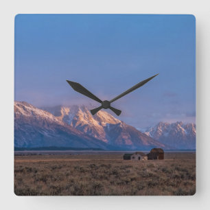 Reloj Cuadrado Montaña Grand Teton y Prairie