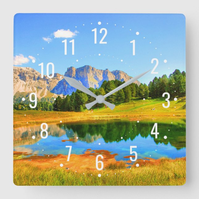 Reloj Cuadrado Montaña inspirada en el jardín - Tropical al aire  (Anverso)