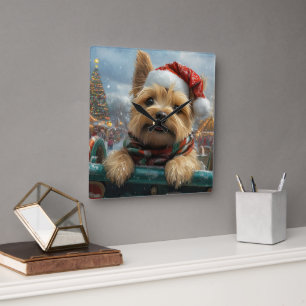 Reloj Cuadrado Montaña Rusa Perro Cairn Terrier Navidad