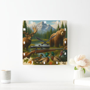 Reloj Cuadrado Montaña Wildlife Majestic Elk Hunter's Trophy