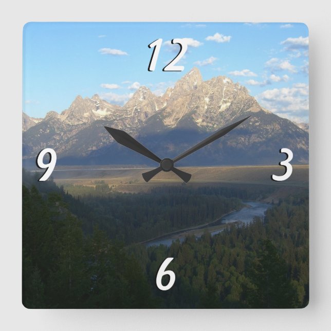 Reloj Cuadrado Montañas Jackson Hole (Parque Nacional del Gran Te (Anverso)