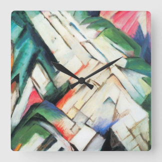 Reloj Cuadrado Montañas (paisaje) por Franz Marc, arte vintage