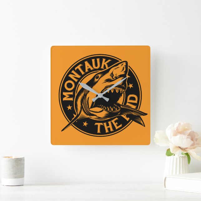 Reloj Cuadrado Montauk Salvage Co. Montauk The End Wall Clock (Hogar)