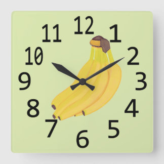 Reloj Cuadrado Montón de plátanos pintando grandes números negros