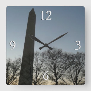 Reloj Cuadrado Monumento a Washington en el paisaje de invierno I