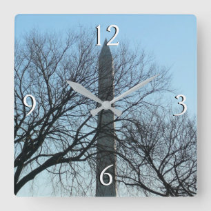 Reloj Cuadrado Monumento a Washington en Invierno I Paisaje