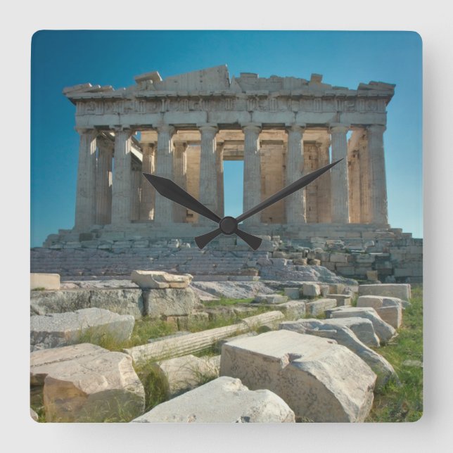 Reloj Cuadrado Monumentos | Partenón Atenas, Grecia (Anverso)