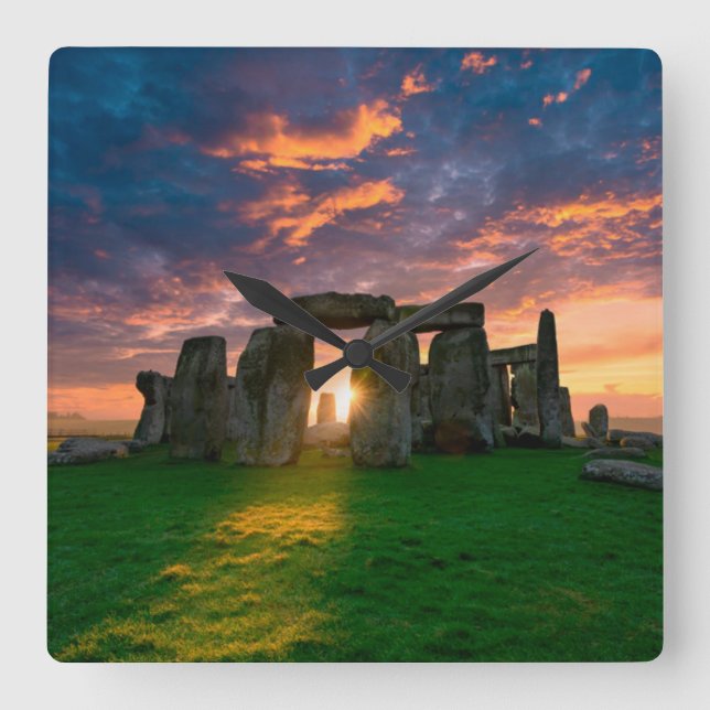 Reloj Cuadrado Monumentos | Stonhenge, Inglaterra (Anverso)